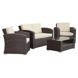 Aventura 6 Piece Seating Group in Dark Brown with Grey Cushions