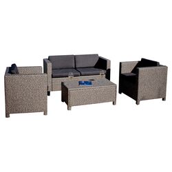 Brooklyn 4 Piece Seating Group in Honey with Green Cushions