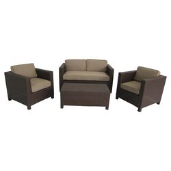 Orleans 2 Piece Seating Group in Chocolate with Olive Cushions