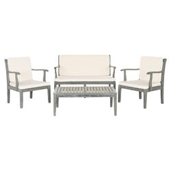 4 Piece Fontana Seating Group Set in Grey with Cream Cushions