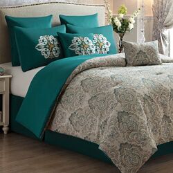 Ellory 5 Piece Reversible Comforter Set in Silver & Blue