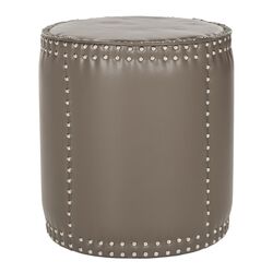 Paula Leather Ottoman in Clay