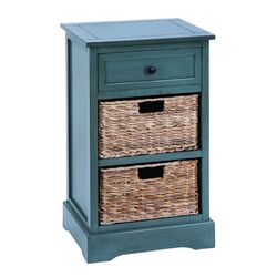Wicker Basket Storage Cabinet in Blue