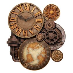 Gears of Time Sculptural Clock in Brown