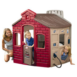 Town Playhouse Set in Tan & Brick Red