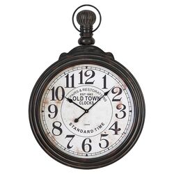 Pocket Watch Wall Clock in Distressed Black