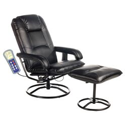 Leisure Massage Chair & Ottoman in Black