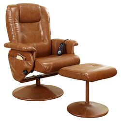 Massage Armchair & Ottoman Set in Light Brown