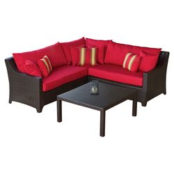 Deco 4 Piece Seating Group in Espresso with Slate Cushions