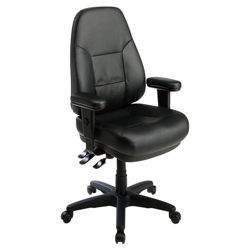 Open Box Price Leather Office Chair in Black