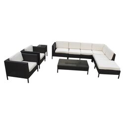 La Jolla 9 Piece Seating Group in Espresso with White Cushions
