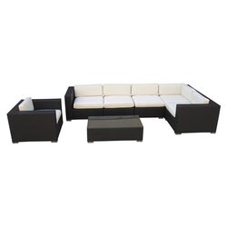 Corona 7 Piece Seating Group in Espresso with White Cushions