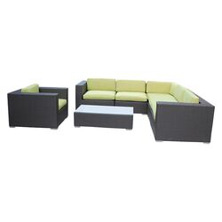 Corona 7 Piece Seating Group in Espresso with Peridot Cuhions