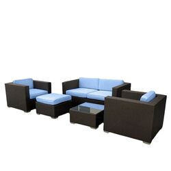 Malibu 5 Piece Seating Group in Espresso & Light Blue