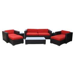 Venice 8 Piece Seating Group in Espresso with Red Cushions