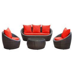 Laguna 6 Piece Seating Group in Espresso with Peridot Cushions