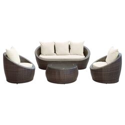 Avo 4 Piece Seating Group in Espresso with White Cushions