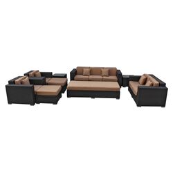 Eclipse 9 Piece Seating Group in Espresso with Mocha Cushions