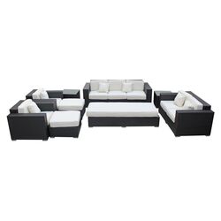 Eclipse 9 Piece Seating Group in Espresso with White Cushions