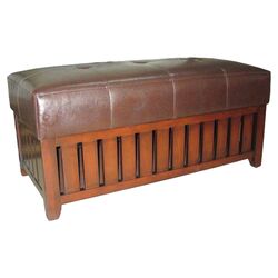 Wood Cushion Storage Bench in Brown