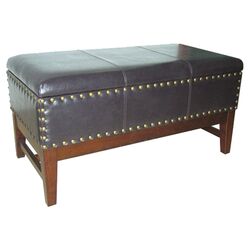 Leather Upholstered Storage Bench in Black