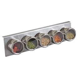 6 Piece Spice Container & Cabinet Rack in Stainless Steel