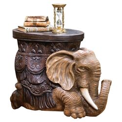 The Sultans Elephant Sculptural End Table in Grey