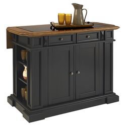 Deluxe Traditions Cherry Top Kitchen Island in Black