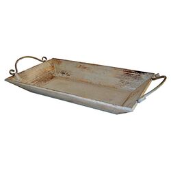 Shabby Elegance Wooden Tray in Rusted Silver