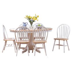 Farmhouse 7 Piece Dining Set in White & Natural