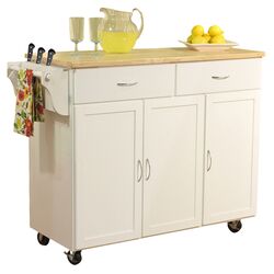 Claymont Wood Top Kitchen Cart in White