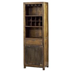 Solid Wood Farmhouse Wine Cabinet in Antique Walnut