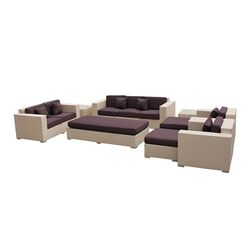 Eclipse 9 Piece Seating Group in Tan with Brown Cushions