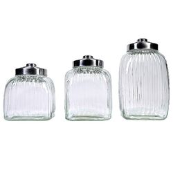 3 Piece Square Glass Canister Set