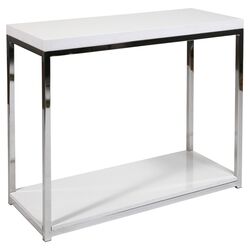 Kronos Console Table in Chrome & White