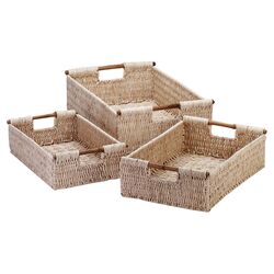 3 Piece Woven Nesting Basket Set in Natural