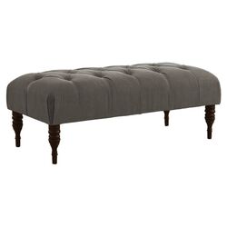 Linen Tufted Bench in Grey