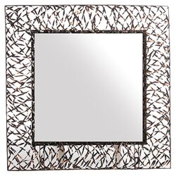 Woven Square Wall Mirror in Patina
