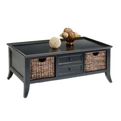 Handwoven Basket Coffee Table in Rubbed Black