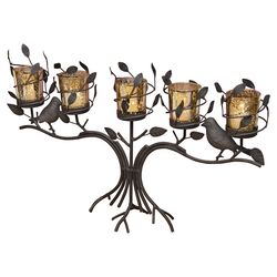 Tealight Branch & Birds Centerpiece in Bronze