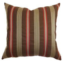 Querell Stripes Cotton Pillow in Brown