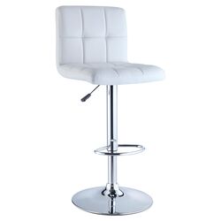 Adjustable Barstool in Quilted White