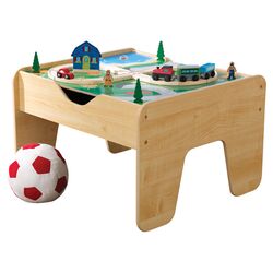 2-in-1 Lego & Train Activity Table in Natural