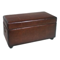 Upholstered Storage Ottoman in Brown