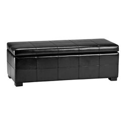 Madison Leather Ottoman in Black