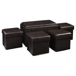 Designs 5 Piece Comfort Storage Bench & Ottoman Set in Brown