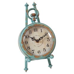Round Pocket Watch Table Clock in Aqua