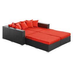 Palisades 4 Piece Daybed Set in Espresso with Red Cushions