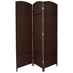 Diamond Weave 3 Panel Room Divider in Dark Mocha