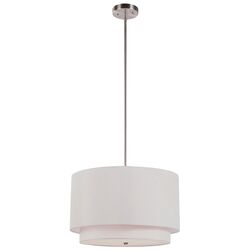 3 Light Drum Pendant in Nickel with Ivory Shade